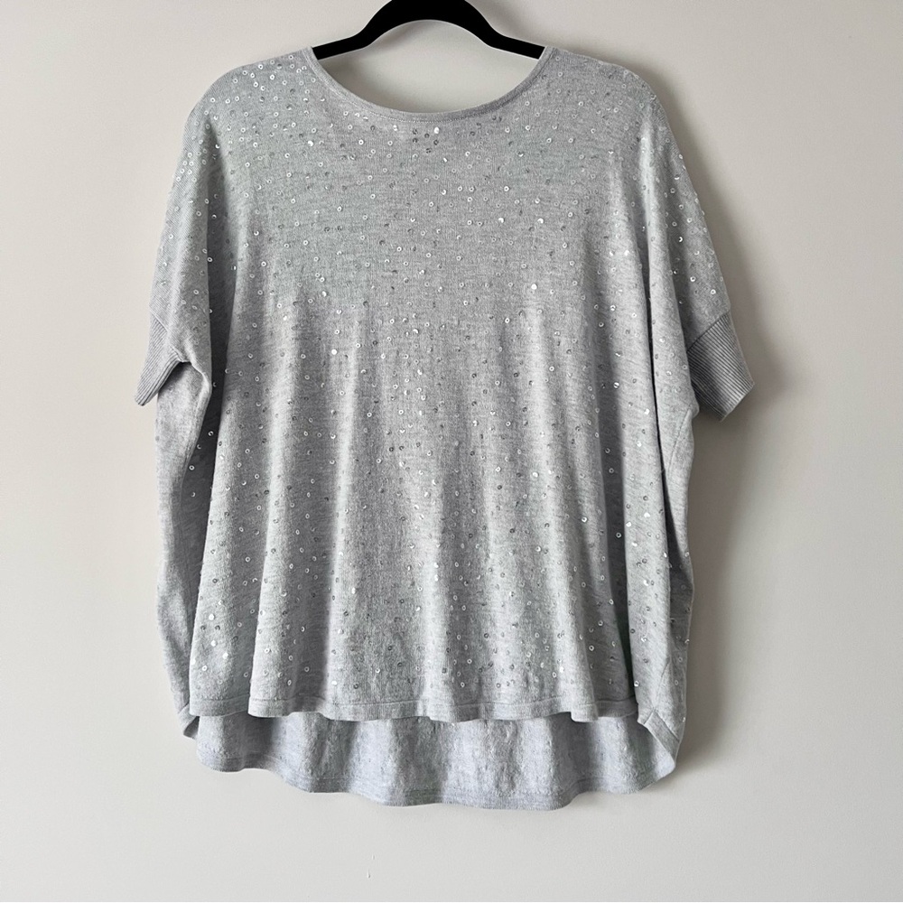 Sparkle Detail Light Gray Women's Knit Top